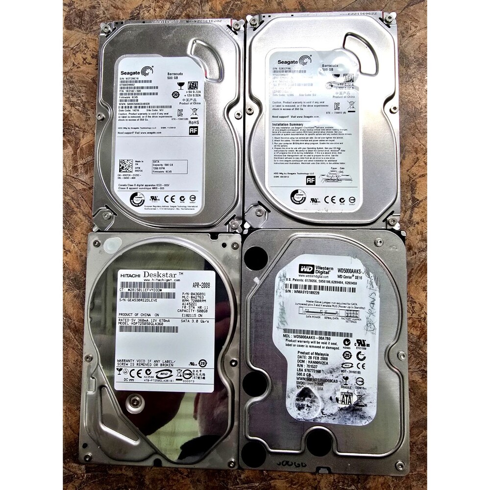 Lot of 4 3.5" 500Gb Hard Drives Untested